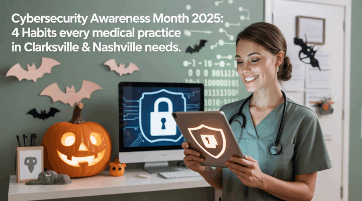 medical practice Halloween decorations for Cybersecurity Awareness.